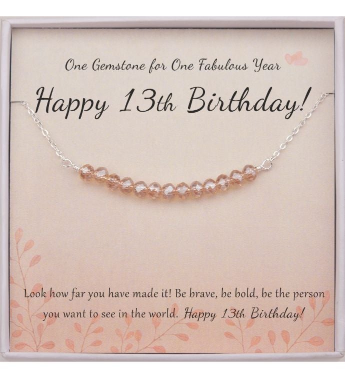Happy 13th Birthday Card And Sterling Silver Necklace Jewelry Gift Set